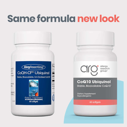 Allergy Research Group CoQH-CF Ubiquinol 100mg Softgels – Unoxidized CoQ10 for Heart & Immune Support