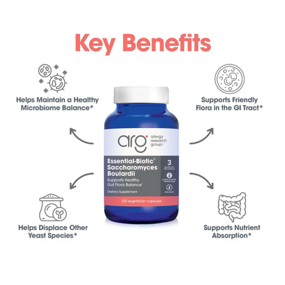 Allergy Research Group Essential-Biotic Saccharomyces boulardii 450mg Probiotic - 120 Count