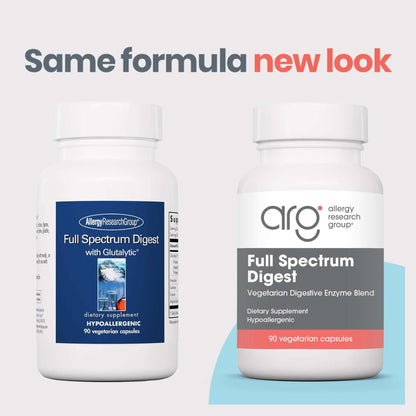 Allergy Research Group Full Spectrum Digest with Glutalytic | Gluten Support & Digestive Enzymes | 90 Vegetarian Capsules