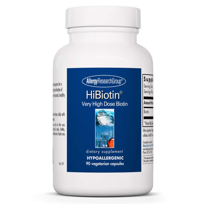 Allergy Research Group HiBiotin Supplement - Extra Strength Biotin Pills, Vegetarian Capsules, Gluten Free - 90 Count
