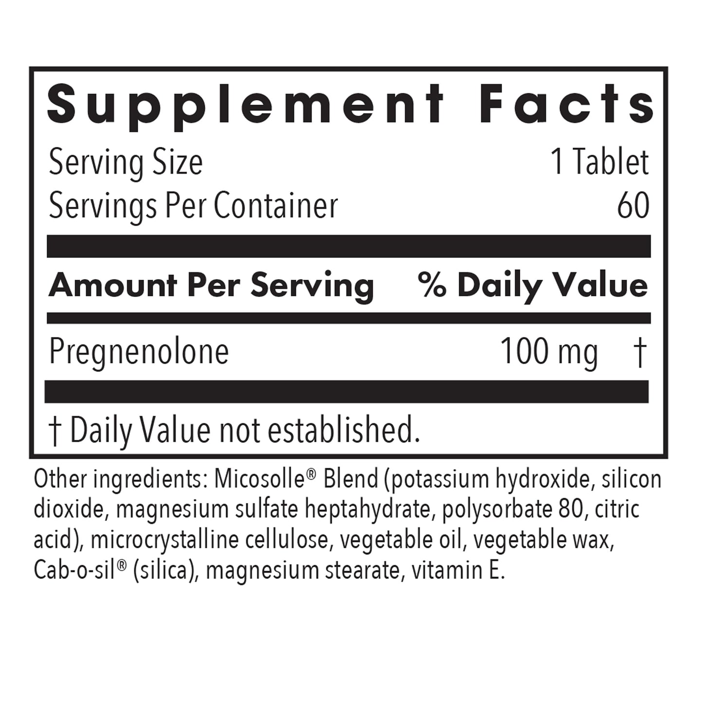 Allergy Research Group Pregnenolone 100mg – Plant-Based Hormone Support (60 Tablets)