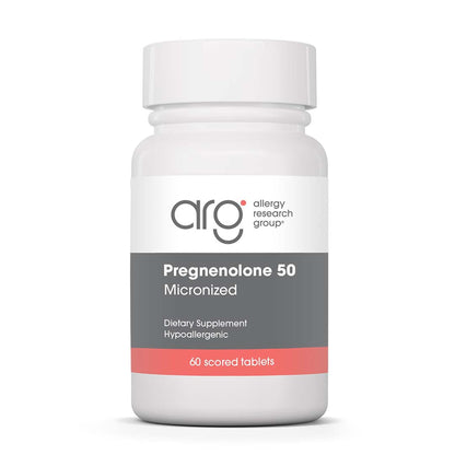 Allergy Research Group Pregnenolone Supplement 50mg - Hormone & Stress Support - Non-GMO Wild Yam, Micronized Lipid Matrix, Plant-Sourced - 60 Tablets