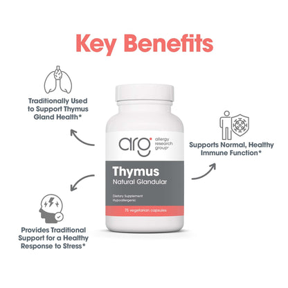 Allergy Research Group Thymus Glandular – 1000mg Ovine Thymus, Hypoallergenic, 75 Count