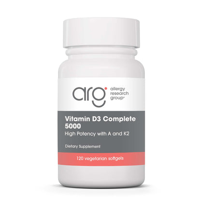 Allergy Research Group Vitamin D3 Complete 5000 IU – D3 & K2, Veggie Softgels, 120 Ct