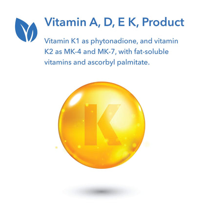 Allergy Research Group Full Spectrum Vitamin K - K1 & K2 (MK-4/MK-7), D3 & A - 90 Count