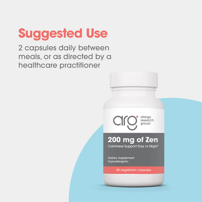 Allergy Research Group Zen: GABA + L-Theanine Calm Support for Day & Night — 60 Vegetarian Capsules