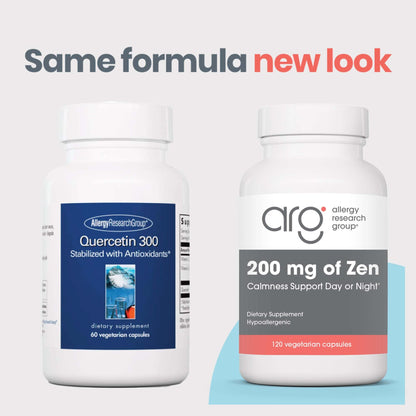 Allergy Research Group Zen: GABA + L-Theanine 200 mg for Calm & Sleep | 120 Veg Capsules