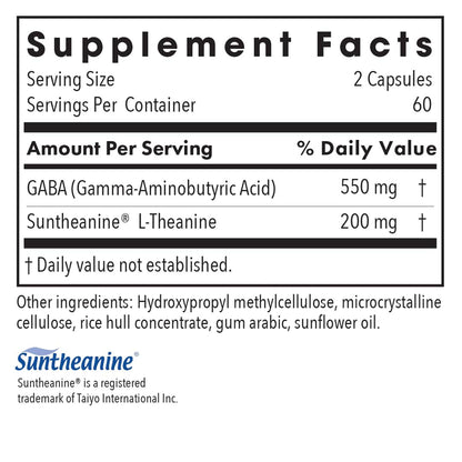 Allergy Research Group Zen: GABA + L-Theanine 200 mg for Calm & Sleep | 120 Veg Capsules