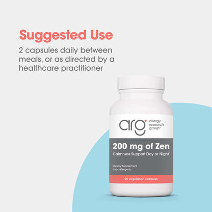 Allergy Research Group Zen: GABA + L-Theanine 200 mg for Calm & Sleep | 120 Veg Capsules