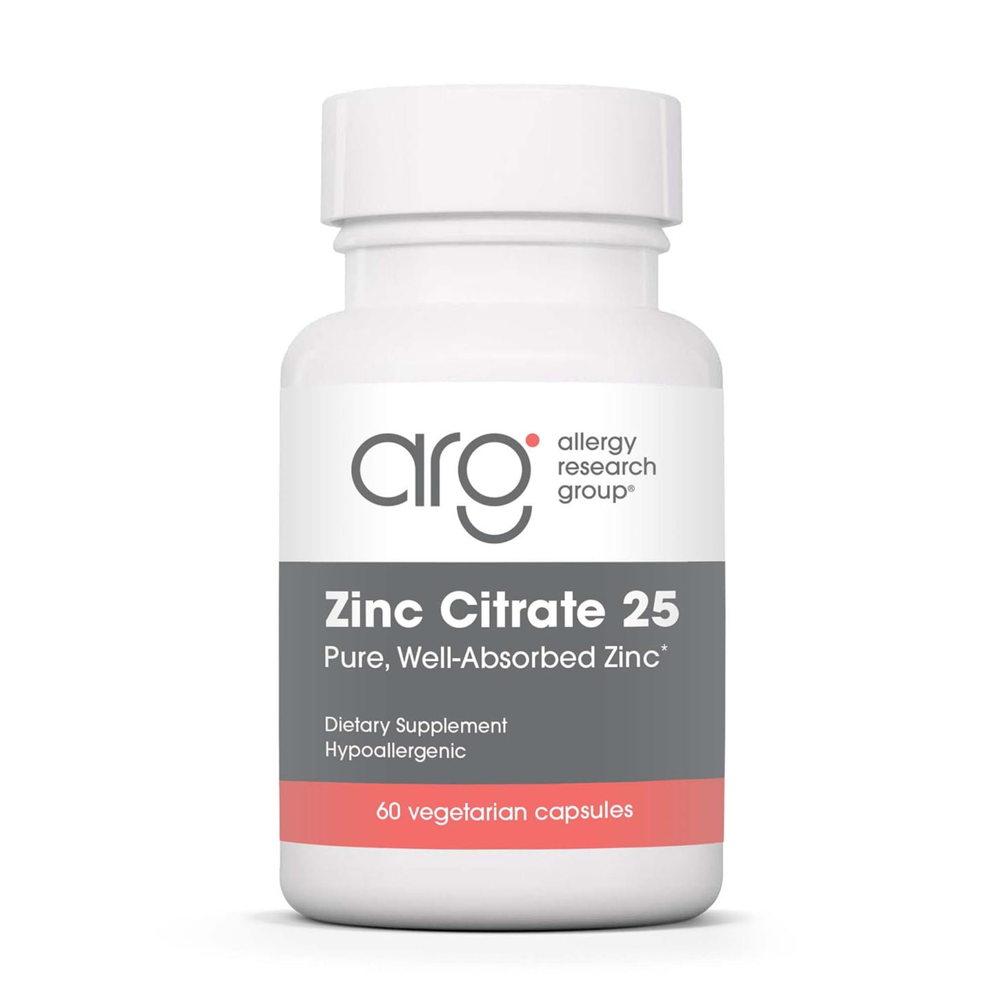 Zinc Citrate Supplement 25mg – Allergy Research Group | Immune Support, 60 Count