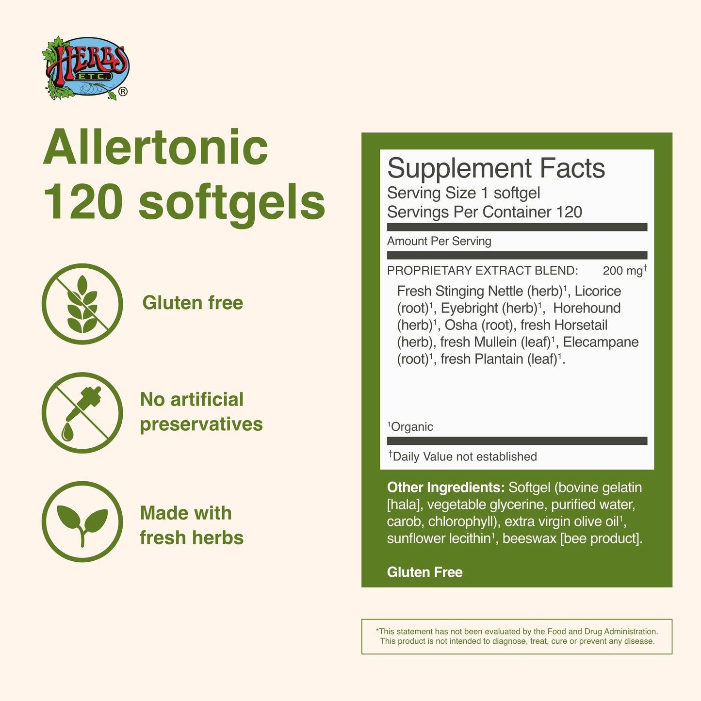 Herbs Etc. Allertonic – Healthy Breathing Support, 120 Softgels