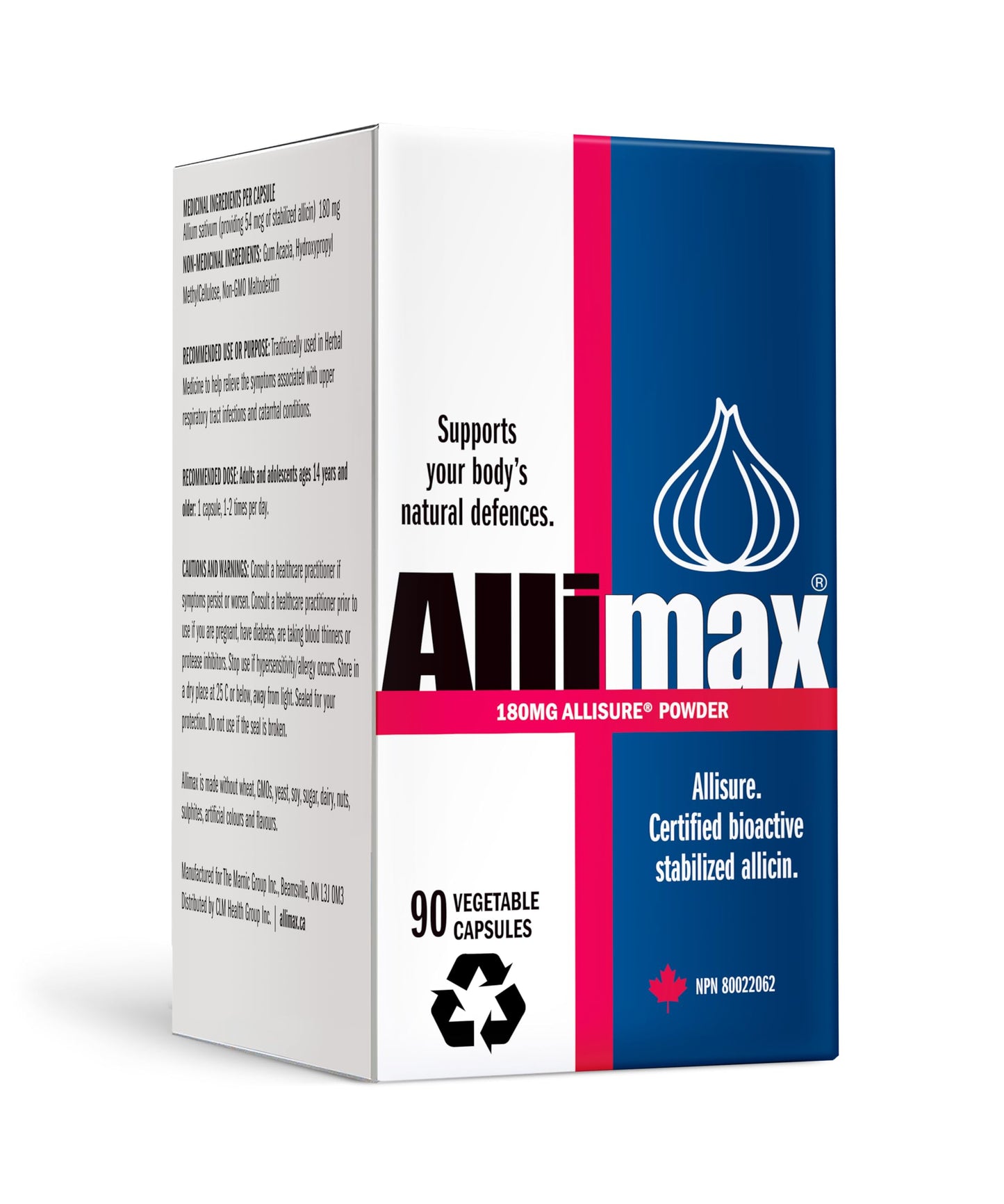 ALLIMAX 180mg 90 Capsules | Stabilized Allicin Garlic for Immune Support