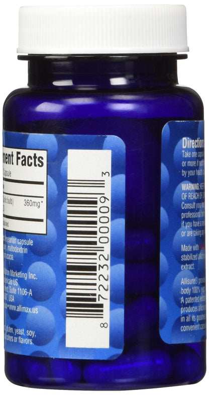 AlliUltra 360mg Capsules – 30 Count | Stabilized Allicin Garlic for Immune Support | Plant-Based, Non-GMO, Vegan, Made in UK