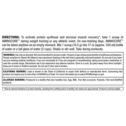 ALLMAX AminoCORE BCAA Blue Raspberry Powder – 945 g, 90 Servings, 8.18 g BCAAs per Serving, Sugar Free, Instantized + B Vitamins
