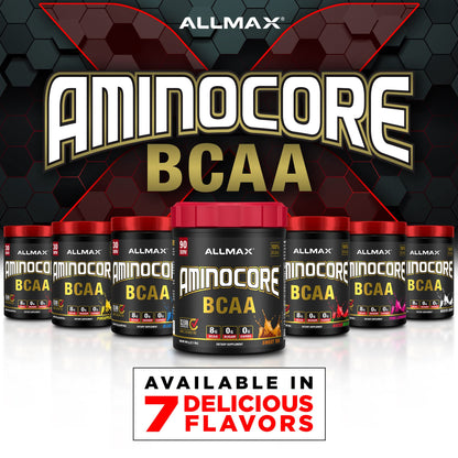 ALLMAX AminoCORE BCAA Blue Raspberry Powder – 945 g, 90 Servings, 8.18 g BCAAs per Serving, Sugar Free, Instantized + B Vitamins
