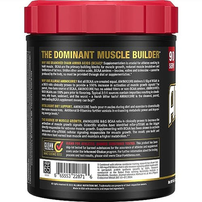 ALLMAX AminoCORE BCAA Blue Raspberry Powder – 945 g, 90 Servings, 8.18 g BCAAs per Serving, Sugar Free, Instantized + B Vitamins