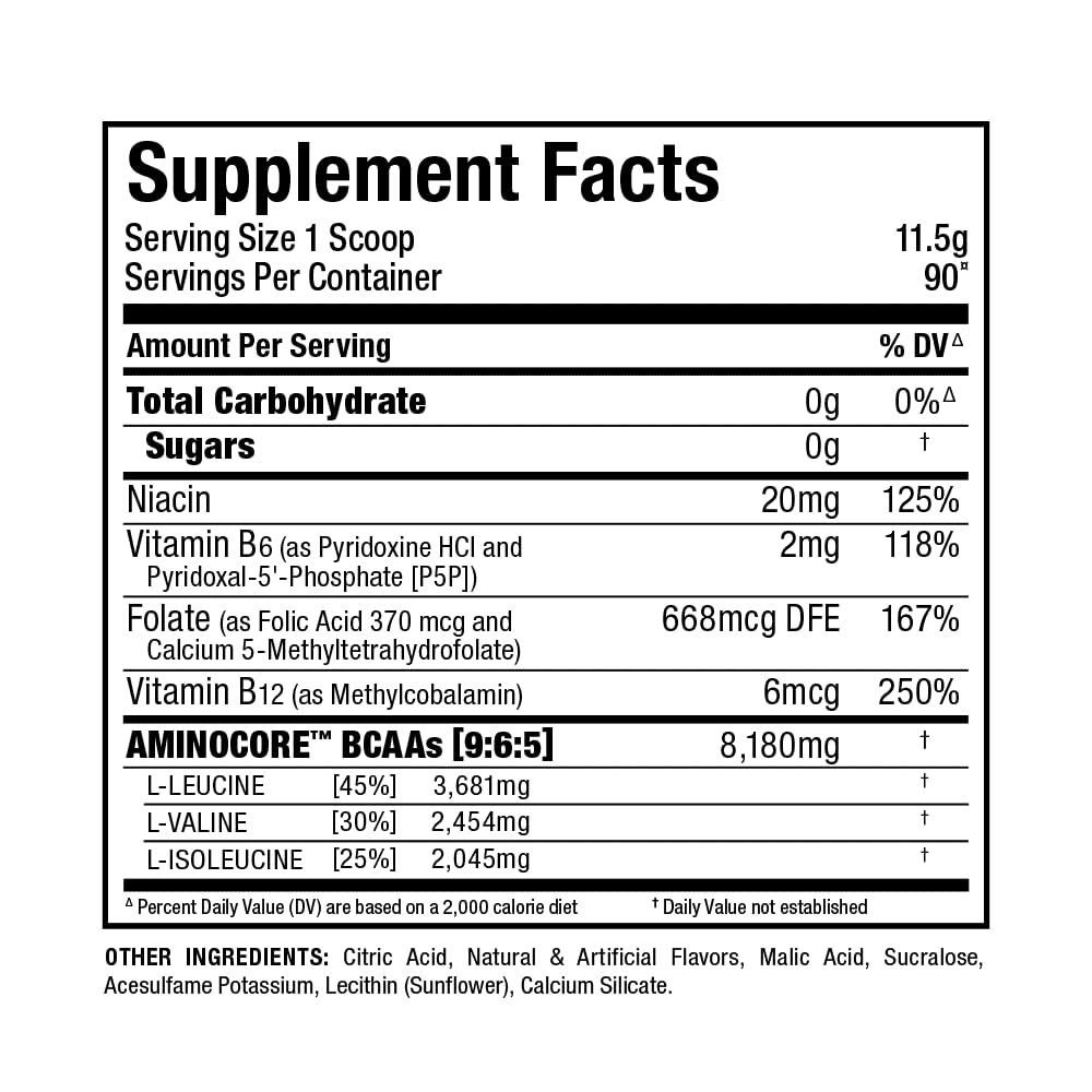 ALLMAX AMINOCORE BCAA Pineapple Mango – 945 g, 90 Servings, Sugar Free | No Fillers