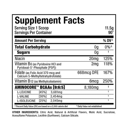 ALLMAX AMINOCORE BCAA Pineapple Mango – 945 g, 90 Servings, Sugar Free | No Fillers