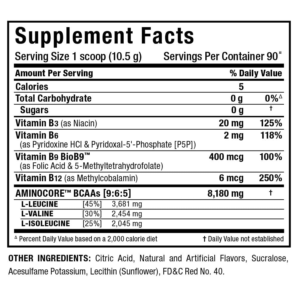 ALLMAX AminoCORE BCAA Pink Lemonade – 945 g, 90 Servings, 8.18 g BCAAs per Serving, Sugar Free, with B Vitamins