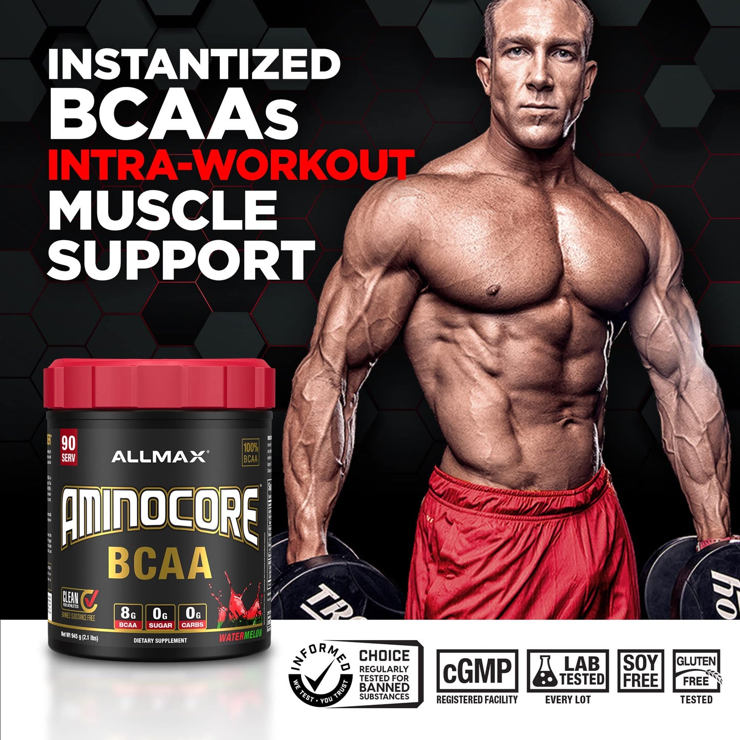 ALLMAX AminoCORE BCAA Pink Lemonade – 945 g, 90 Servings, 8.18 g BCAAs per Serving, Sugar Free, with B Vitamins