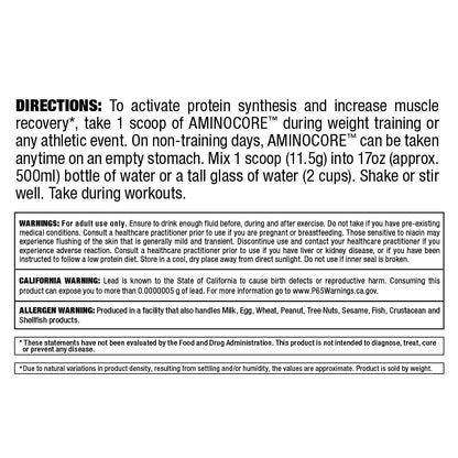 ALLMAX AminoCORE BCAA Blue Raspberry Powder – 945 g, 90 Servings, 8.18 g BCAAs per Serving, Sugar Free, Instantized + B Vitamins