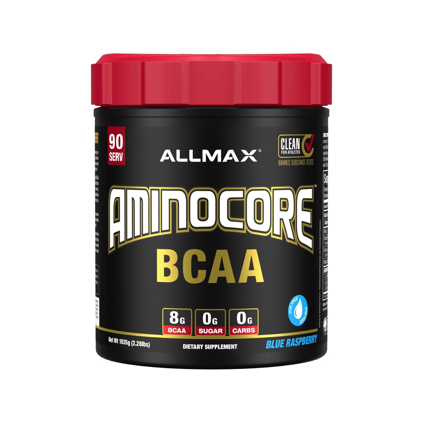 ALLMAX AminoCORE BCAA Blue Raspberry Powder – 945 g, 90 Servings, 8.18 g BCAAs per Serving, Sugar Free, Instantized + B Vitamins