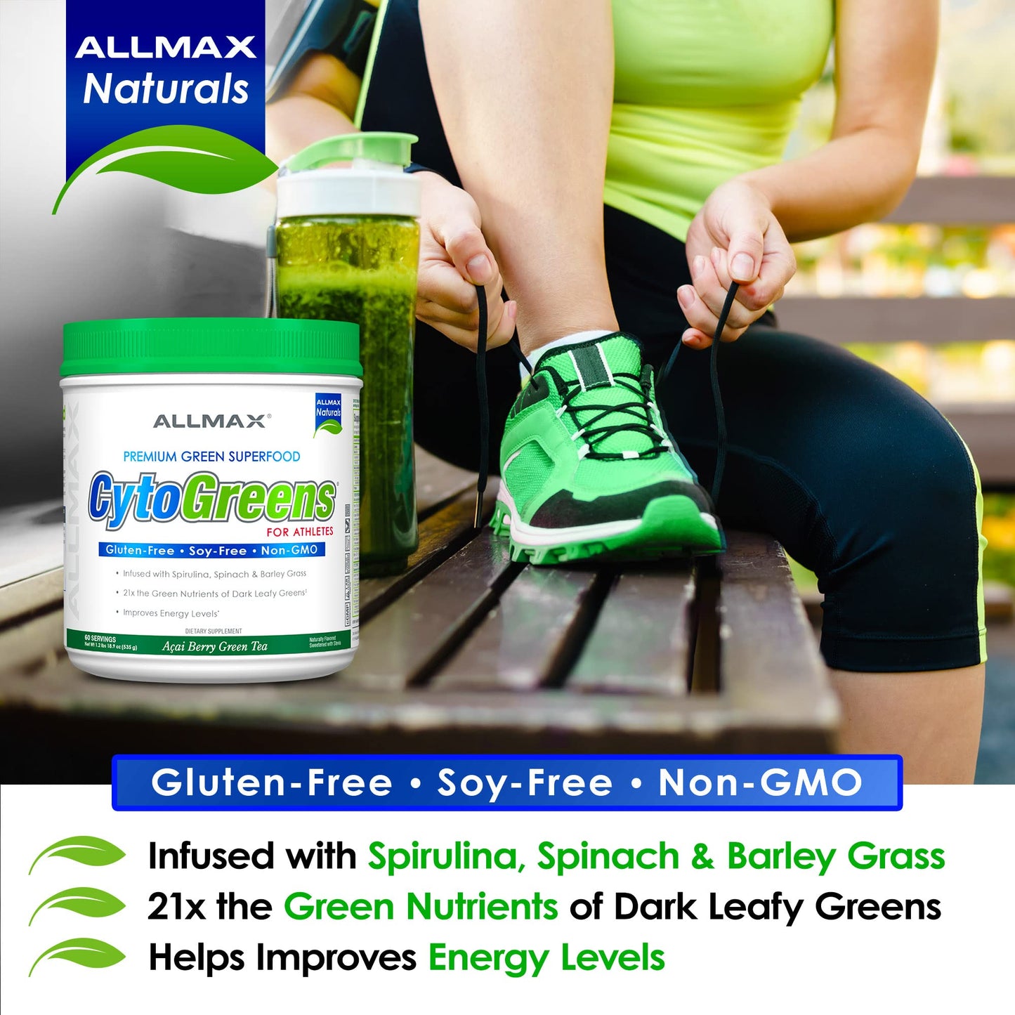 ALLMAX Cytogreens Super Greens Powder – Immune & Digestive Support (125 g), Vegan