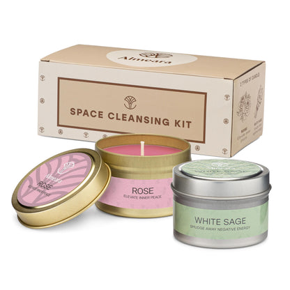 Almeara 2-in-1 Sage & Rose Candle Set – 40h Soy Wax, Paraffin-Free