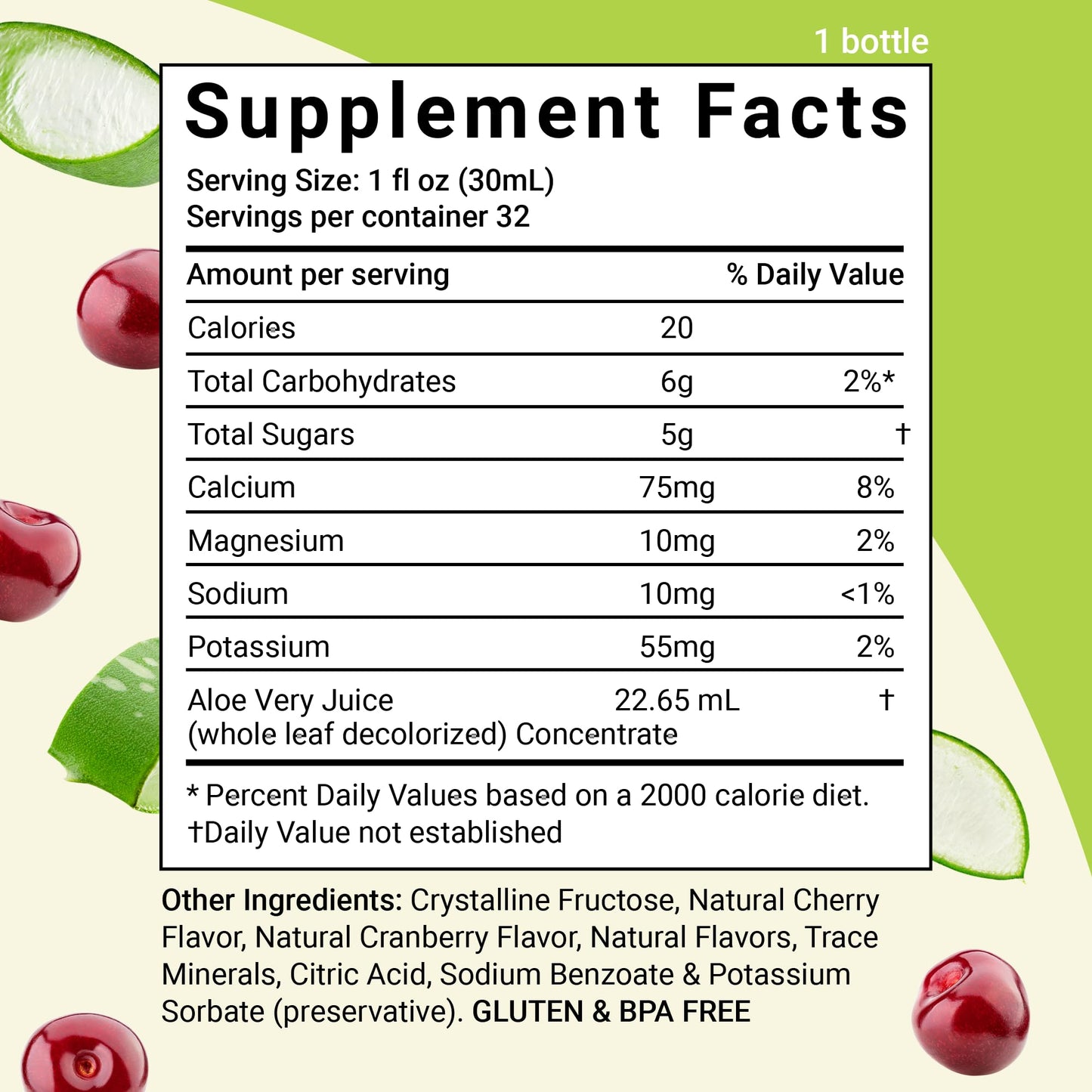 Aloe Life Whole Leaf Aloe Vera Juice Organic Cherry Berry 32 oz (2-Pack)