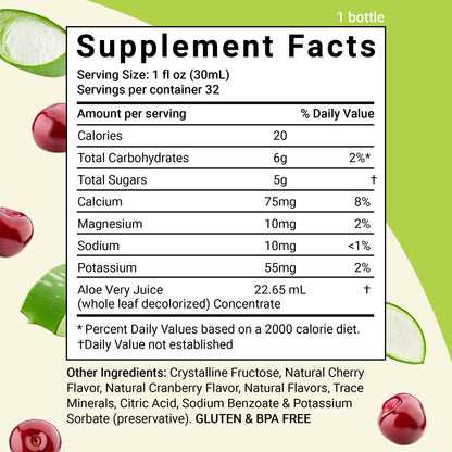Aloe Life Whole Leaf Aloe Vera Juice Organic Cherry Berry 32 oz (2-Pack)