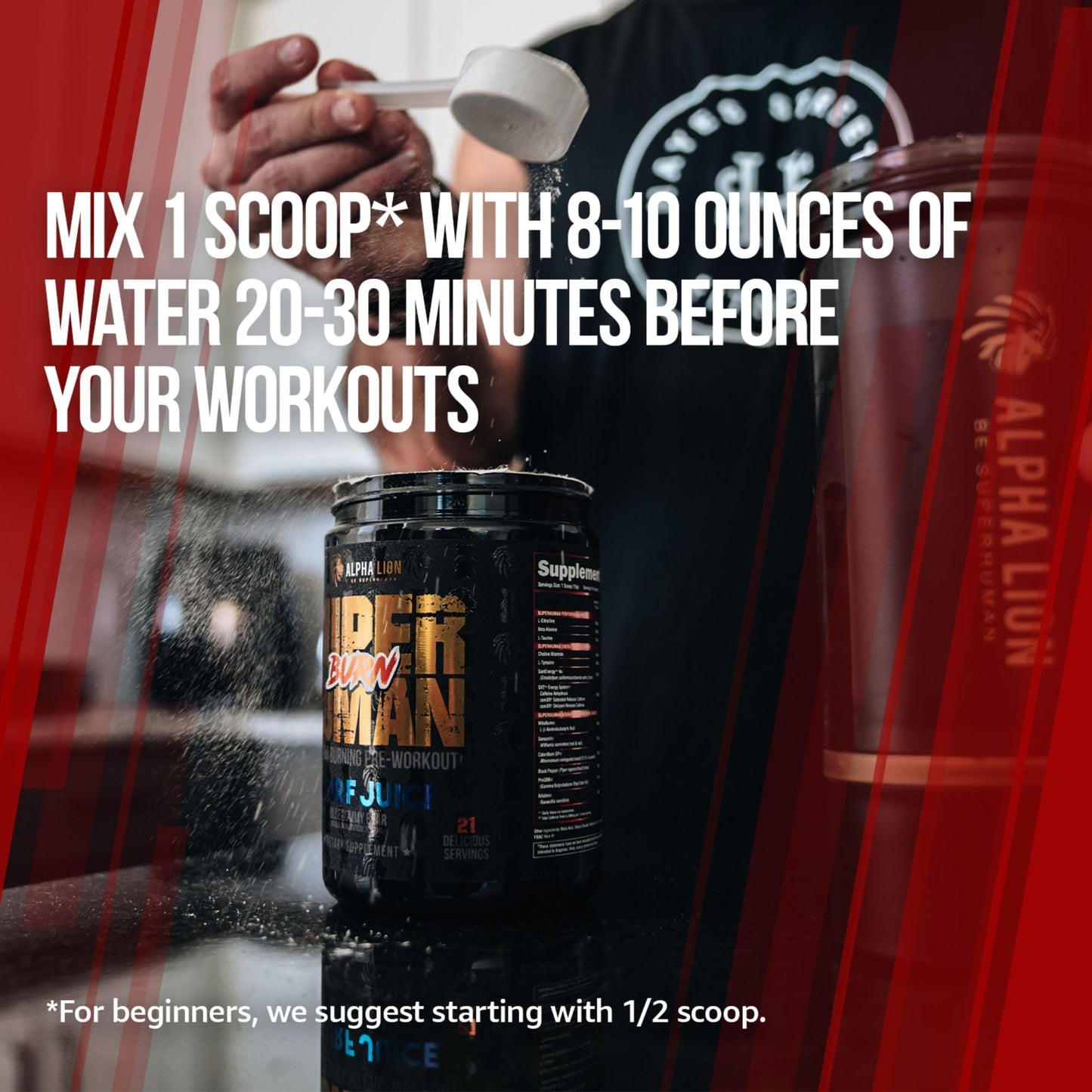 ALPHA LION Superhuman Burn – 2-in-1 Metabolism Booster Pre Workout & Thermogenic Fat Burner for Men | 21 Servings | Sweet Black Cherry