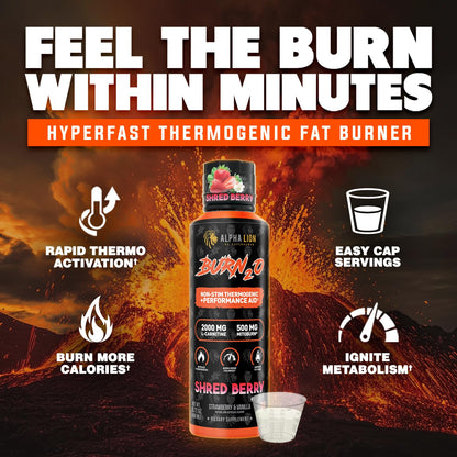 ALPHA LION Burn2O Liquid L-Carnitine 2000mg – Premium Fat Burner & Pre-Workout for Men & Women | ShredBerry