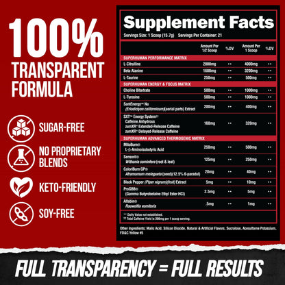 ALPHA LION Superhuman Burn – 2-in-1 Metabolism Booster Pre Workout & Thermogenic Fat Burner for Men | 21 Servings | Sweet Black Cherry