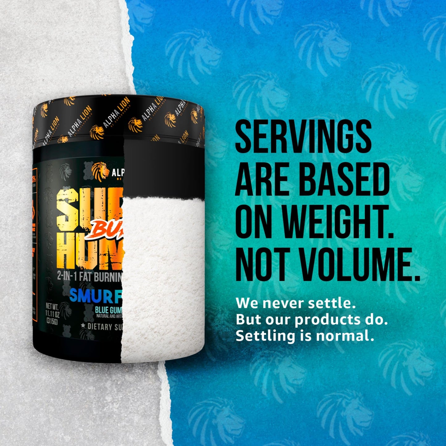 ALPHA LION Superhuman Burn – 2-in-1 Pre Workout & Fat Burner (Blue Gummy Bear)