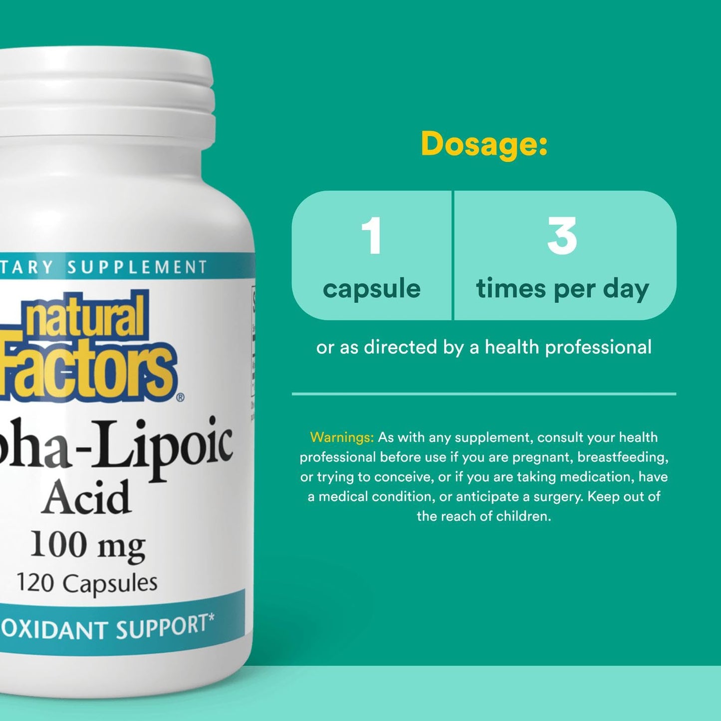 Natural Factors Alpha-Lipoic Acid 100 mg, 120 Capsules | Antioxidant Support