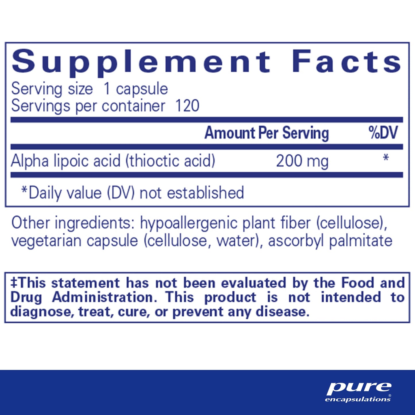 Pure Encapsulations Alpha Lipoic Acid 200 mg — 120 Capsules | Liver & Nerve Support (Vegan, Non-GMO)