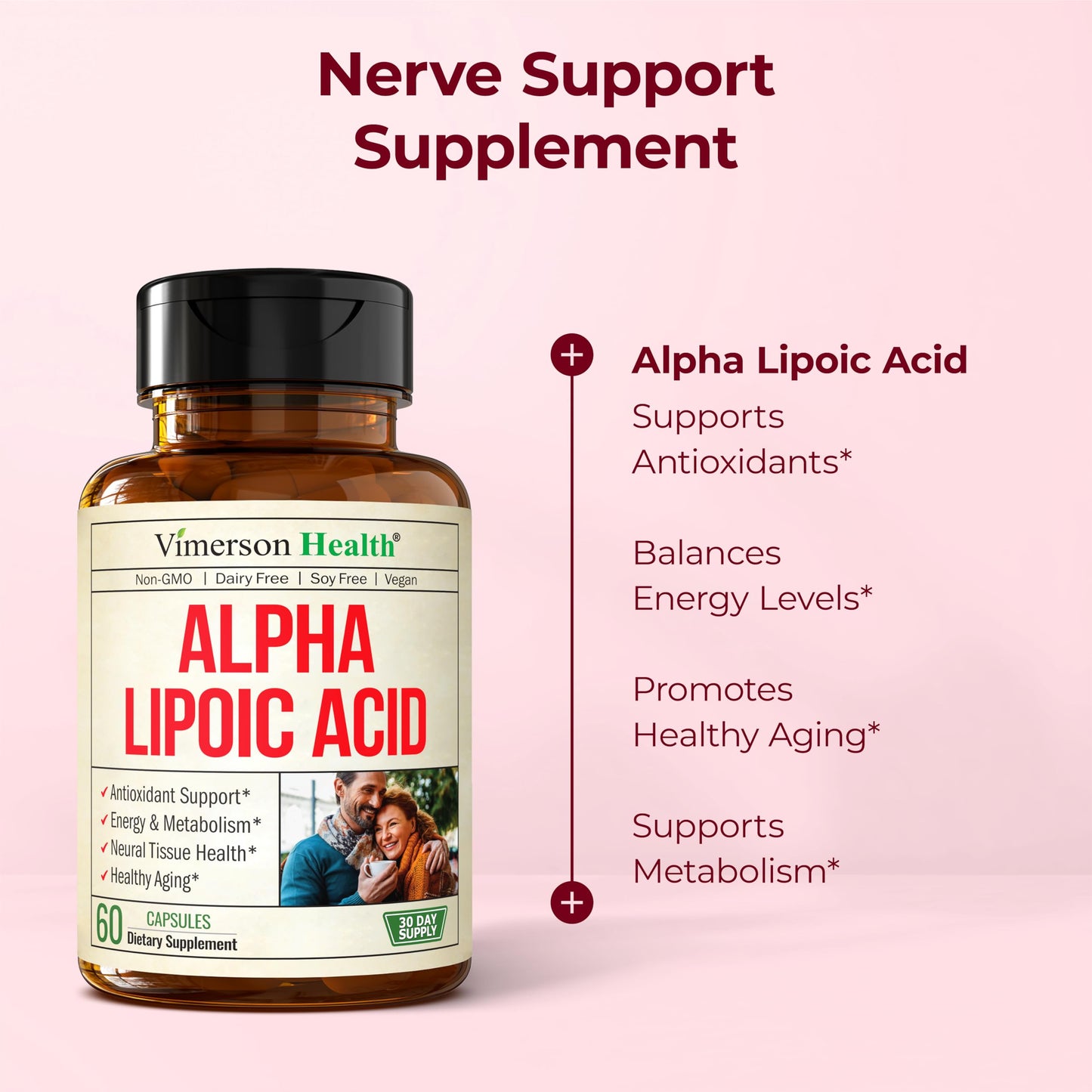 Alpha Lipoic Acid 650mg – High Potency ALA Supplement for Nerve & Brain Health | Vegan & Non-GMO | 60 Capsules