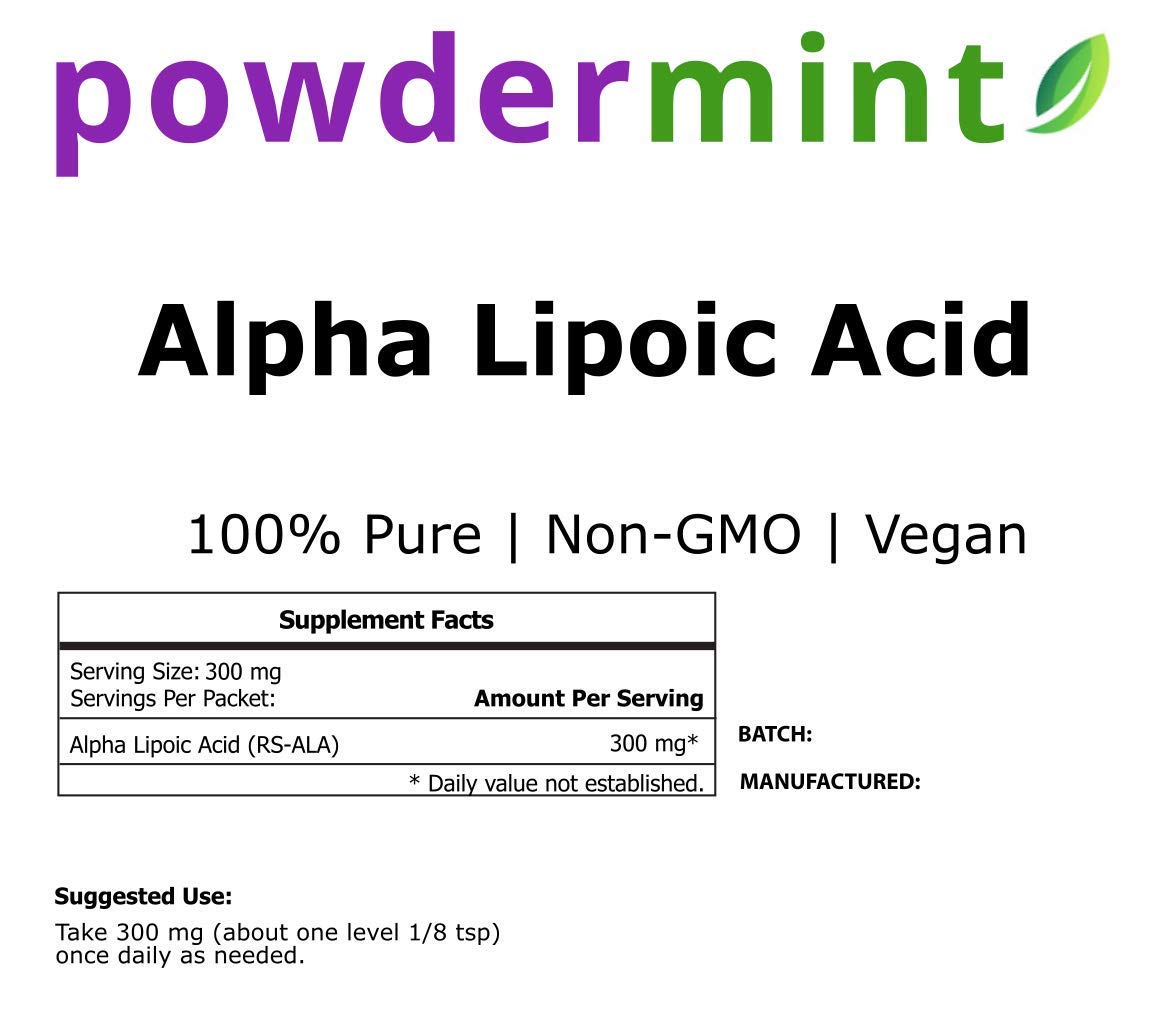 Alpha Lipoic Acid Powder (RS-ALA) – Antioxidant Supplement (Scoop Included)