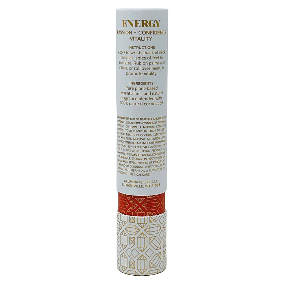 Aluminate Life Energy Essential Oil Rollerballs 7 oz, Red Carnelian Crystal Infused, Lemon, Grapefruit & Bergamot