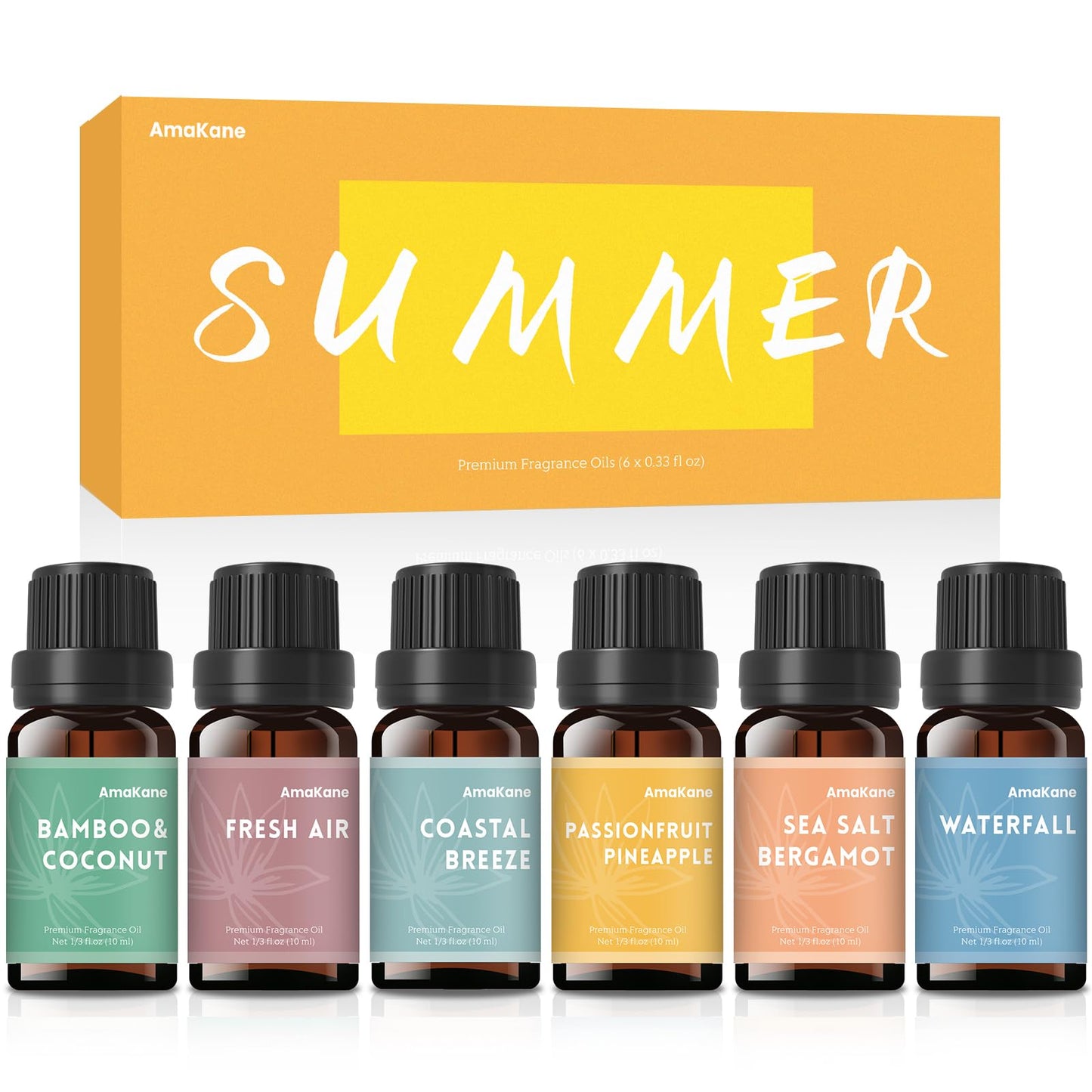 AmaKane Summer Essential Oils – Fragrance Oils for Soap Making, Candle Making, Diffuser Oils (6x10 ml)