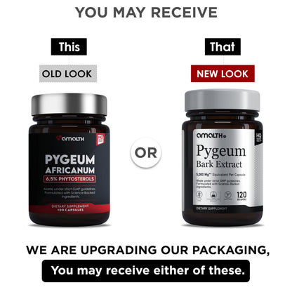 Amalth Pygeum Bark Extract Powder – Higher Potency (6.5% Phytosterols) – Herbal Supplements 120 Capsules – Non-GMO