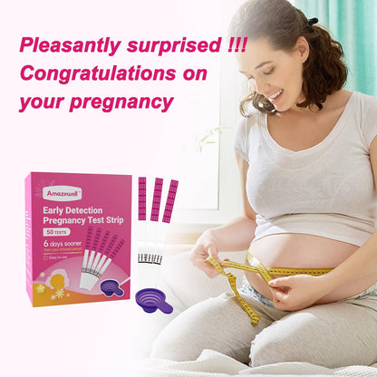 Amazewell Early Detection Pregnancy Test Strips – At-Home hCG Tests, 50 Pack, 99%+ Accuracy