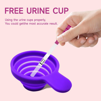 Amazewell Urine Cups for Ovulation & Pregnancy Test – 2 Early Tests, 5 HCG Strips, 1 Collapsible Urine Cup