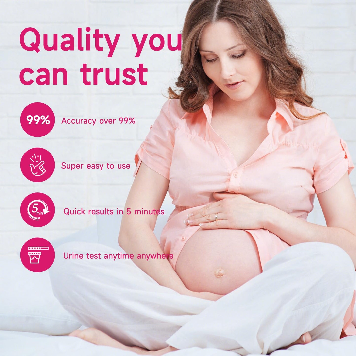 Amazewell Early Detection Pregnancy Test Strips – At-Home hCG Tests, 50 Pack, 99%+ Accuracy