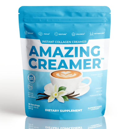 Amazing Creamer with Collagen - Keto MCT, Hyaluronic Acid, Vanilla | 30 Servings