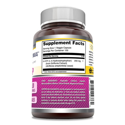 Amazing Formulas 5-HTP (L-5-Hydroxytryptophan) Supplement | 200 Mg per Serving | Veggie Capsules | Non-GMO | Gluten-Free | Made in USA (1 Pack | 120 Count)