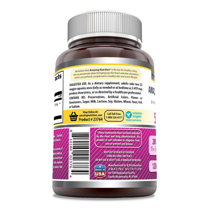 Amazing Formulas 5-HTP (L-5-Hydroxytryptophan) Supplement | 200 Mg per Serving | Veggie Capsules | Non-GMO | Gluten-Free | Made in USA (1 Pack | 120 Count)