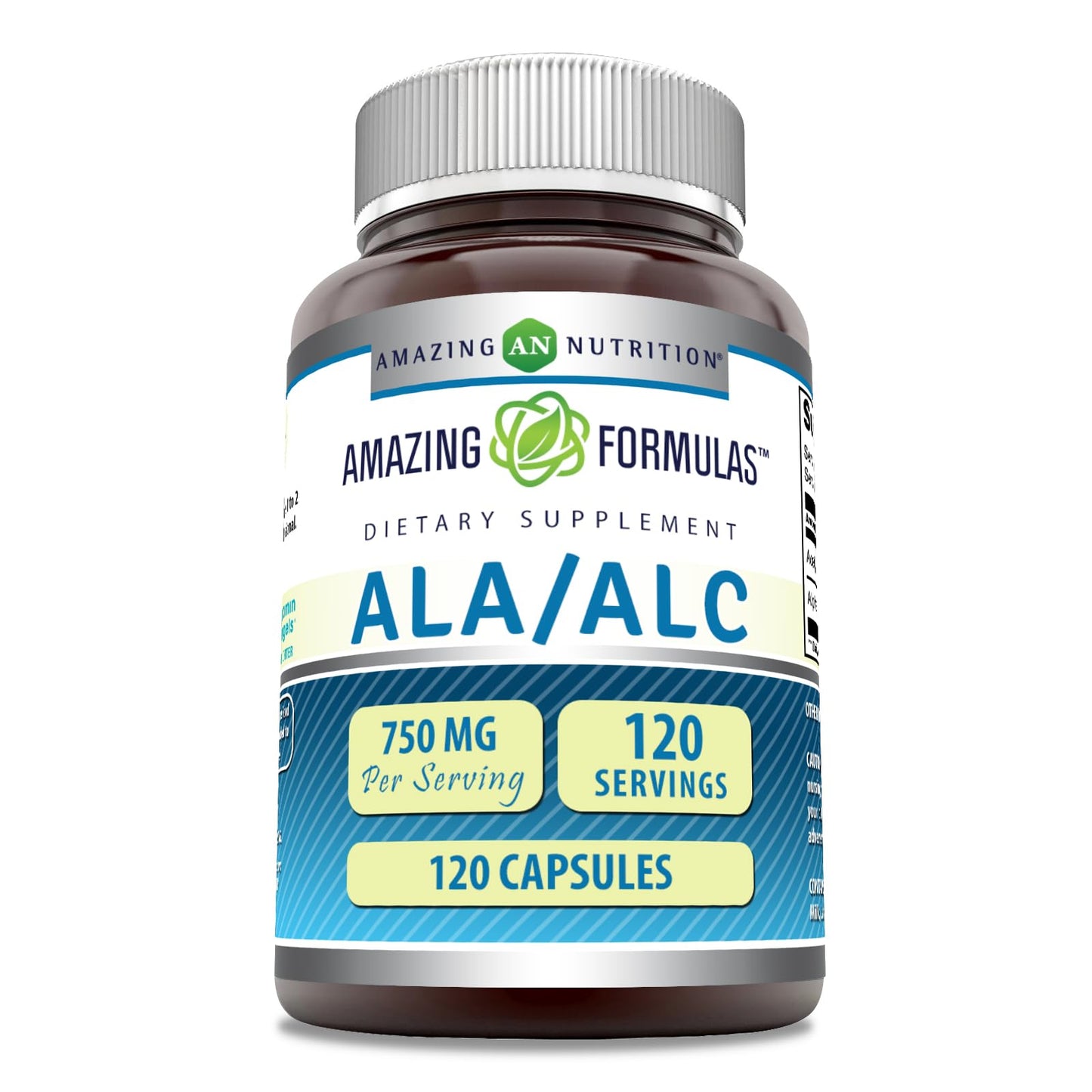 Amazing Formulas ALA/ALC 750 mg Capsules – Non-GMO, Gluten-Free, Made in USA (120 Count)