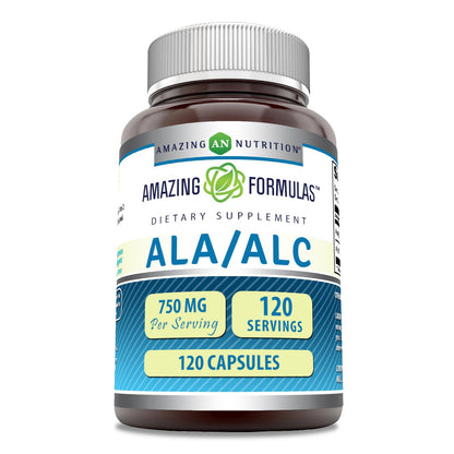 Amazing Formulas ALA/ALC 750 mg Capsules – Non-GMO, Gluten-Free, Made in USA (120 Count)