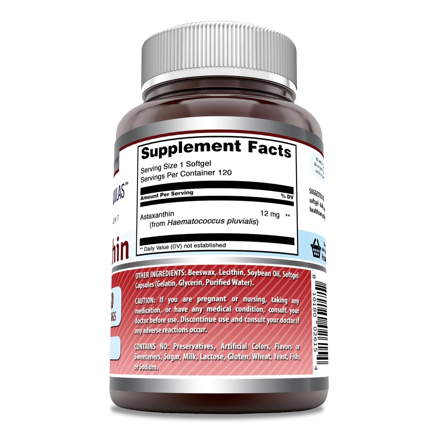 Amazing Formulas Astaxanthin 12mg Softgels - Non-GMO, Gluten Free (120 Count, 3-Pack)
